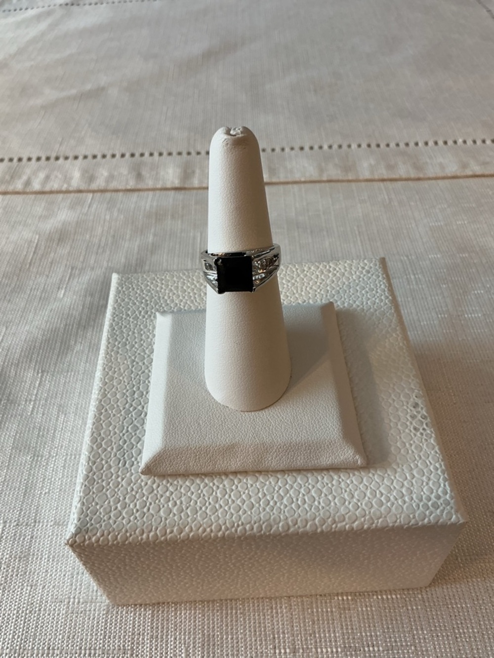 Black Agate Silver Tone Ring